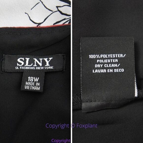 NEW SLNY floral print tie neck color block sleeveless‎ dress, 18W - Picture 15 of 16